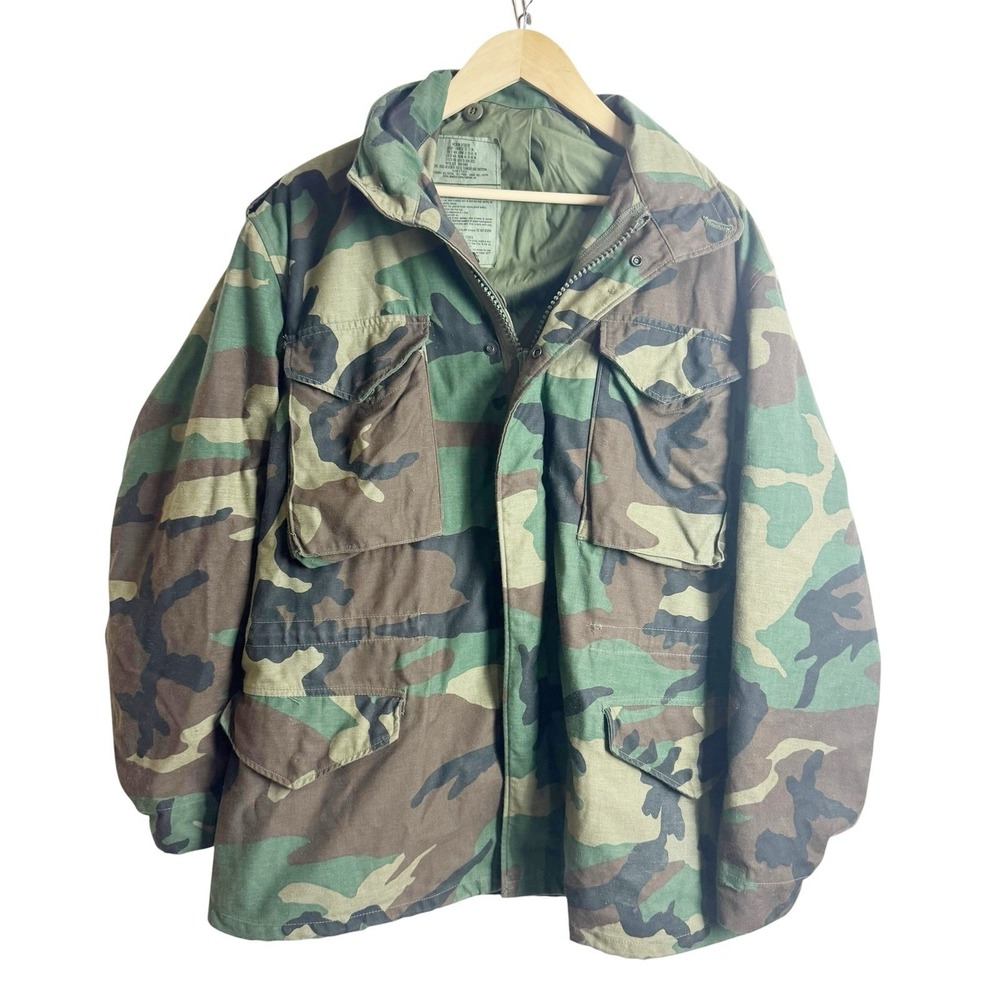 Vintage Alpha Industries M65 Field Jacket Mens Medium Woodland Camo US Army - Picture 2 of 9